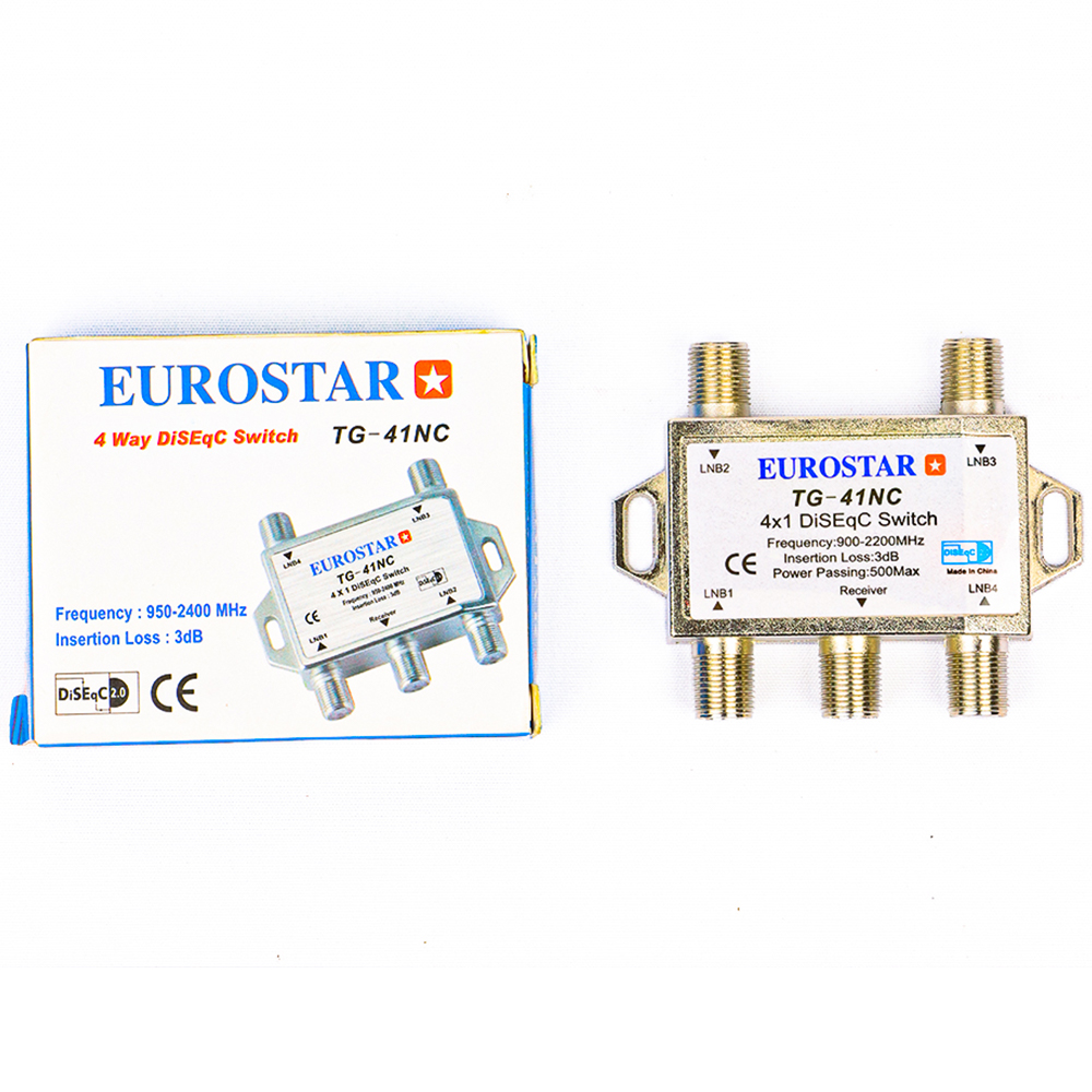 محول DiSEqC رباعي الاتجاهات (EUROSTAR 4 Way DiSEqC