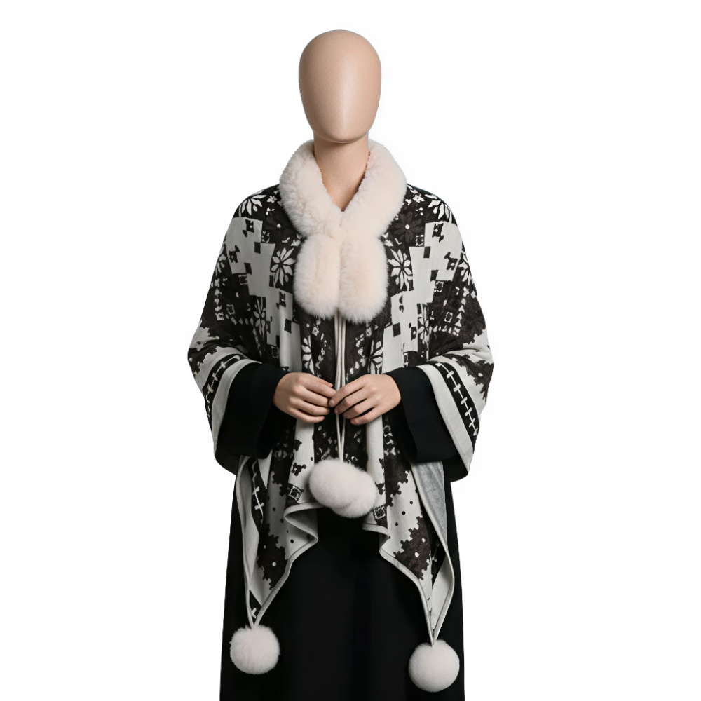 شال نسائي بتصميم شتوي أنيق