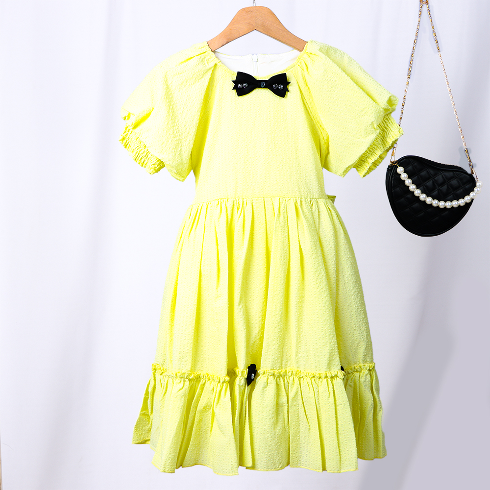 فستان أطفال أنيق بفيونكة سوداء