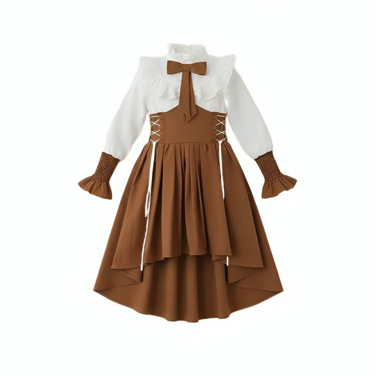 فستان بياقة مكشكشة مع قميص ابيض