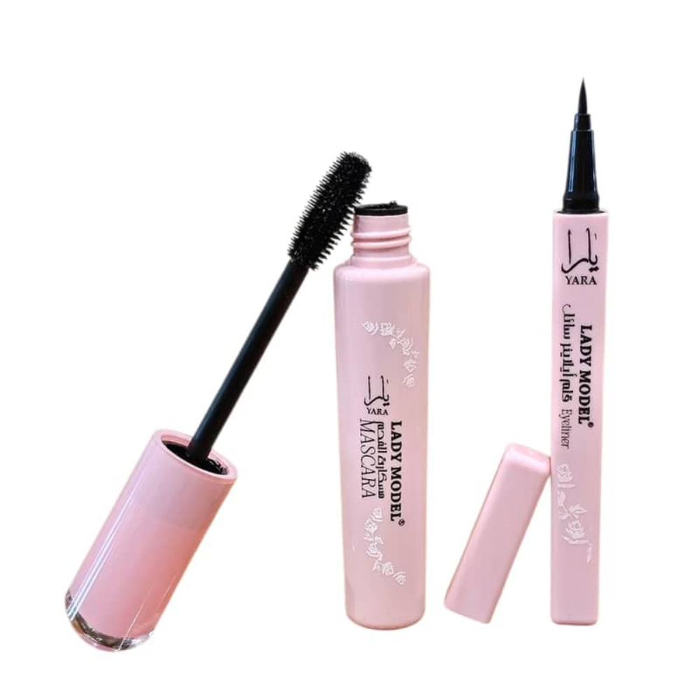طقم ماسكارا وقلم ايلاينير كحل سائل من ماركة يارا