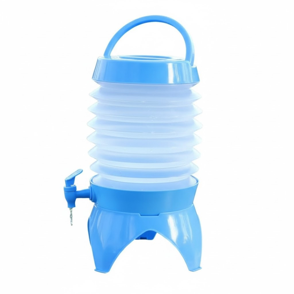 ترمس الاسبرنج القابل للطي مع صنبور وقاعدة.