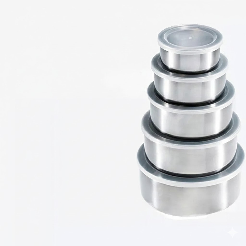 طقم حافظات طعام  ستيل مع أغطية محكمة الإغلاق