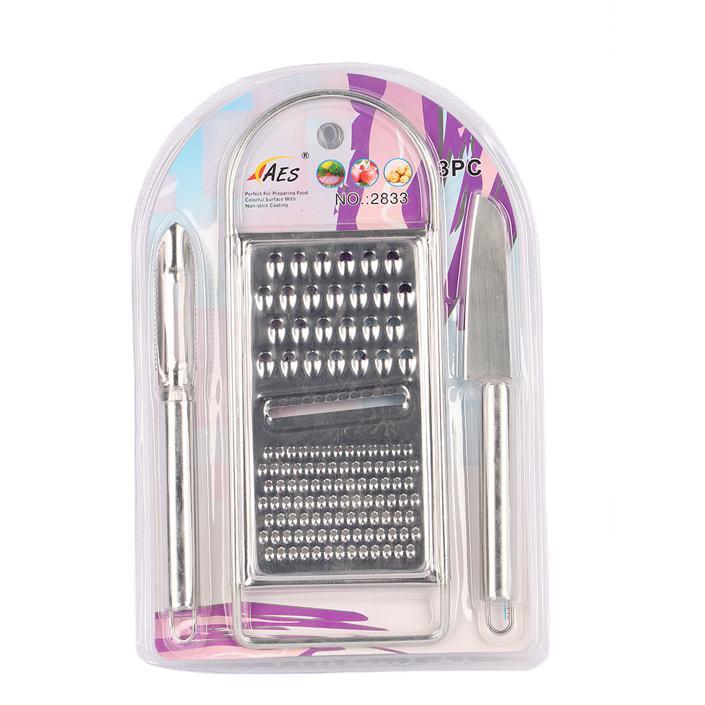 مقاشر مسطح مع سكين ومقشرة جزر وبطاط 