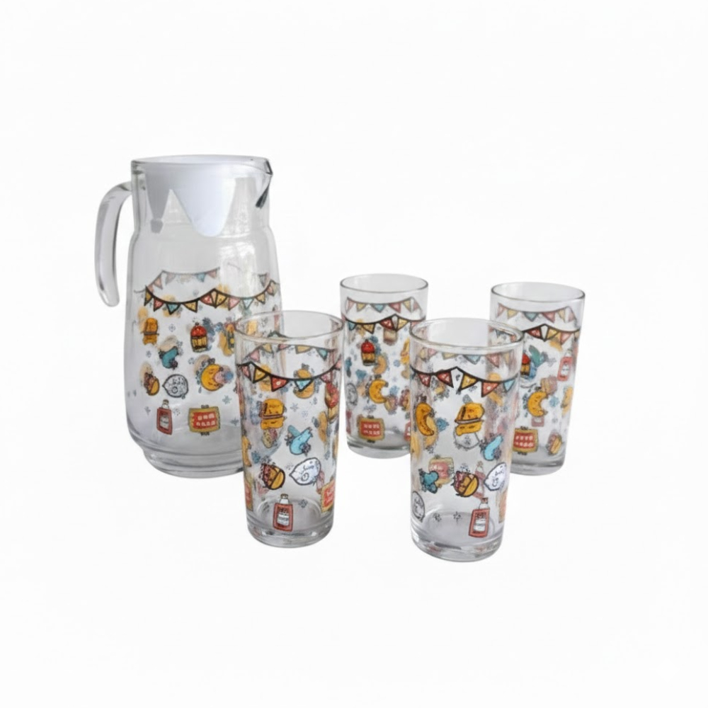 طقم تقديم زجاجي بتصميم رمضاني