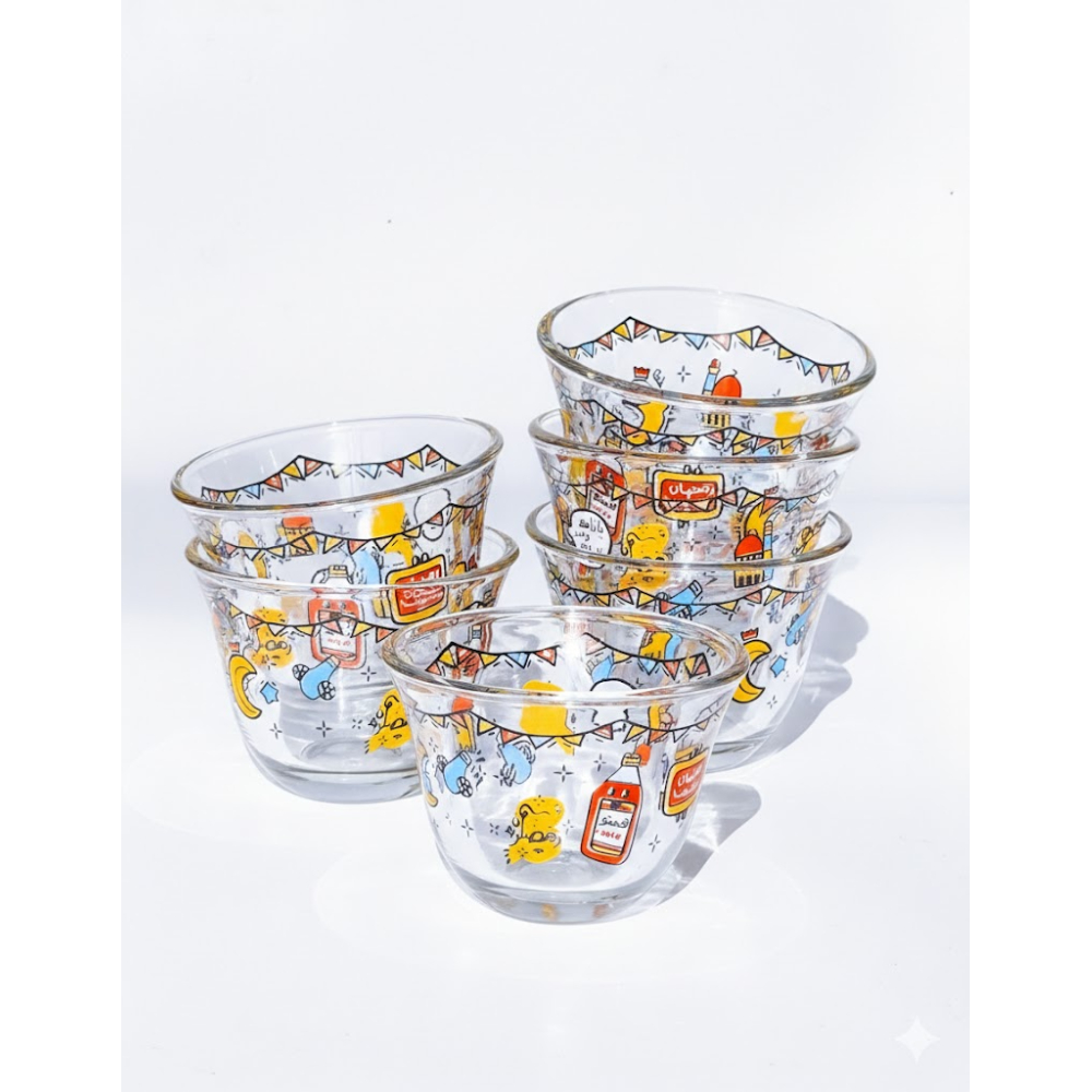 طقم أواني تقديم زجاجية بنقوش احتفالية