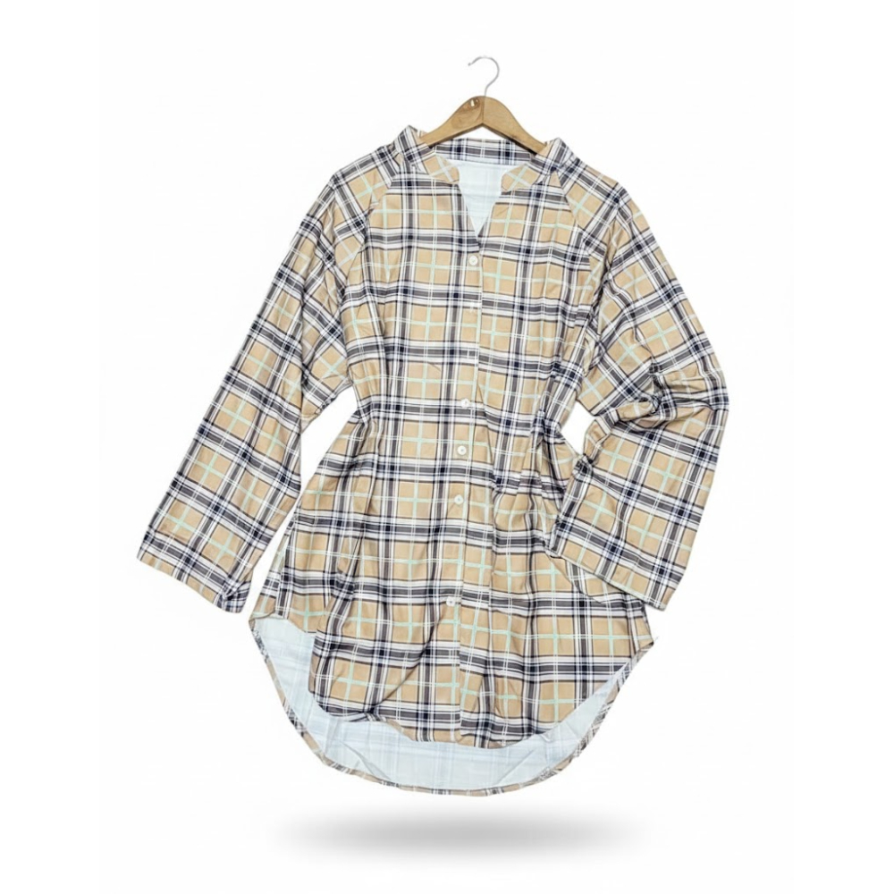 قميص تونيك طويل بخصر مطاطي