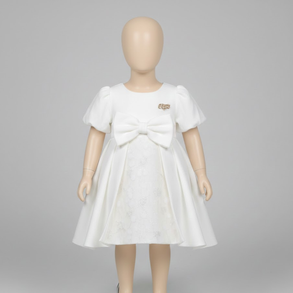 فستان بناتي باكمام قصيرة ومنفوخة 