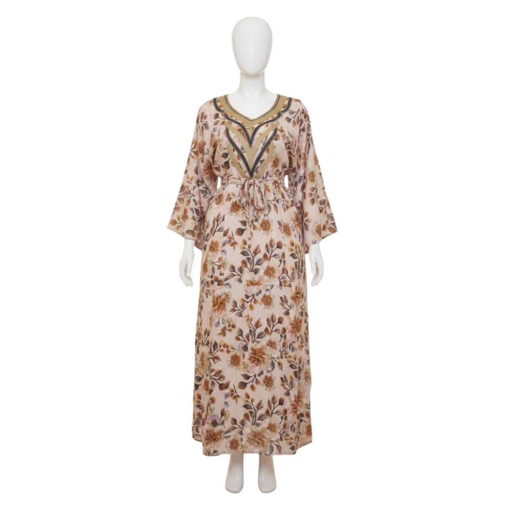 جلابية ريناد المشجرة بتطريز الياقة الملكي