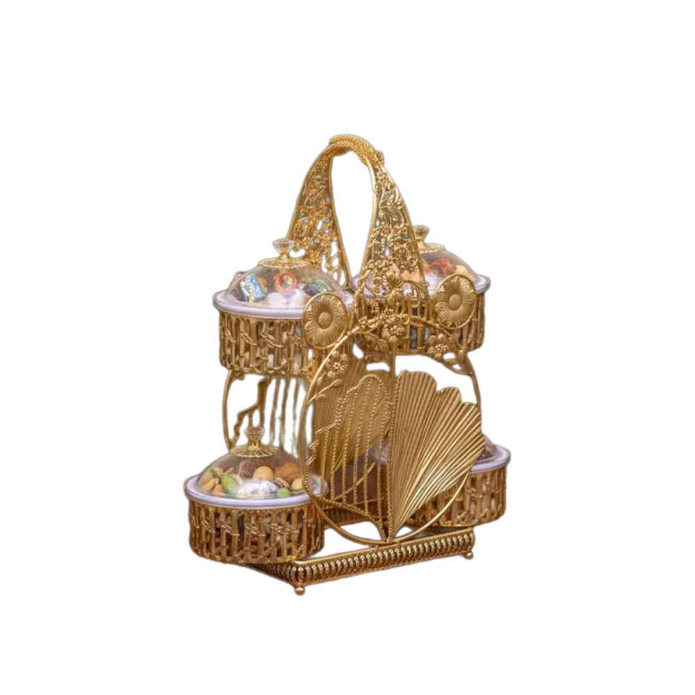 طقم ضيافة مزخرف بتصميم أوراق الشجر