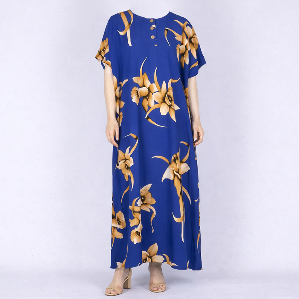 جلابية نسائية طويلة بنقشة زهور أنيقة