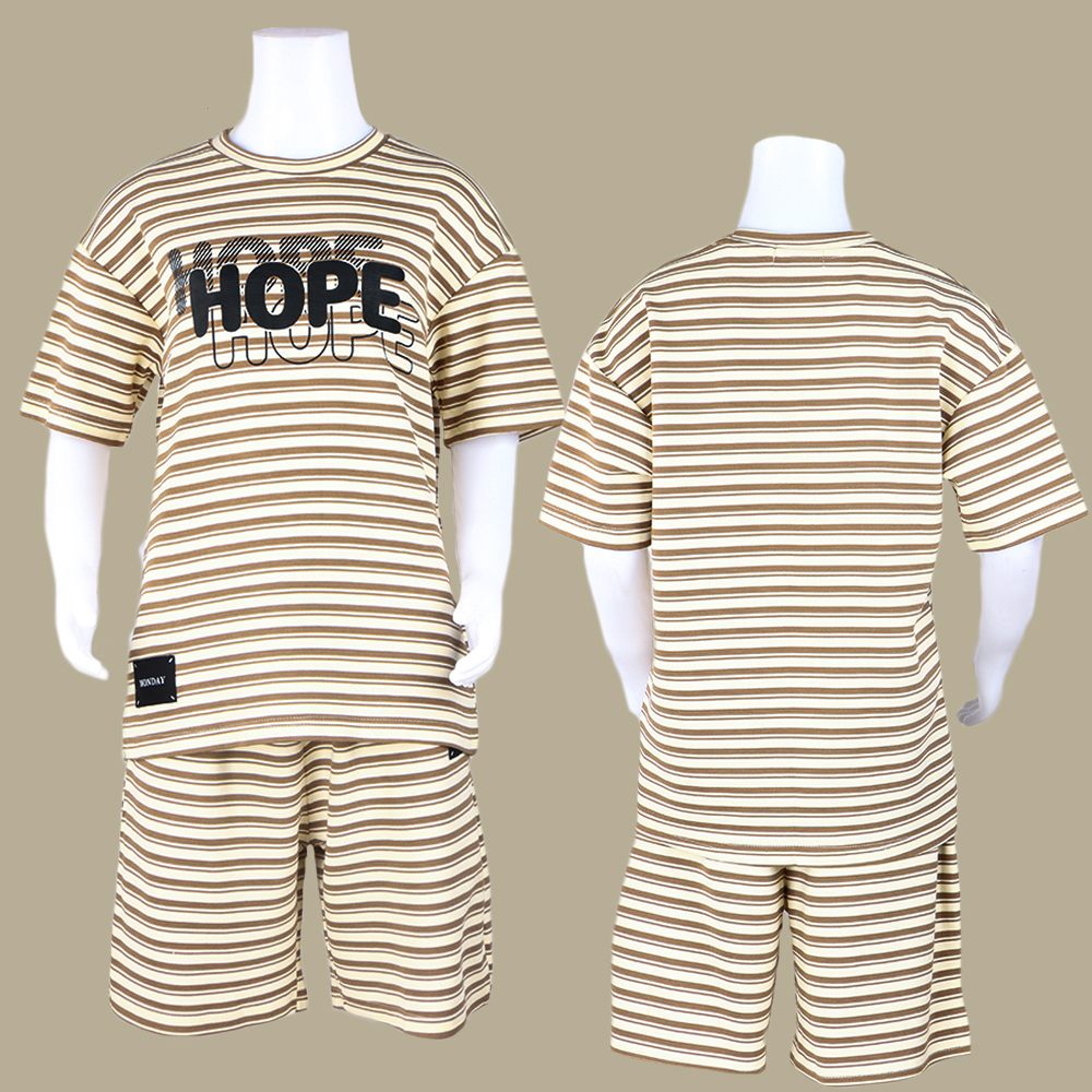 طقم صيفي مخطط بطباعة HOPE