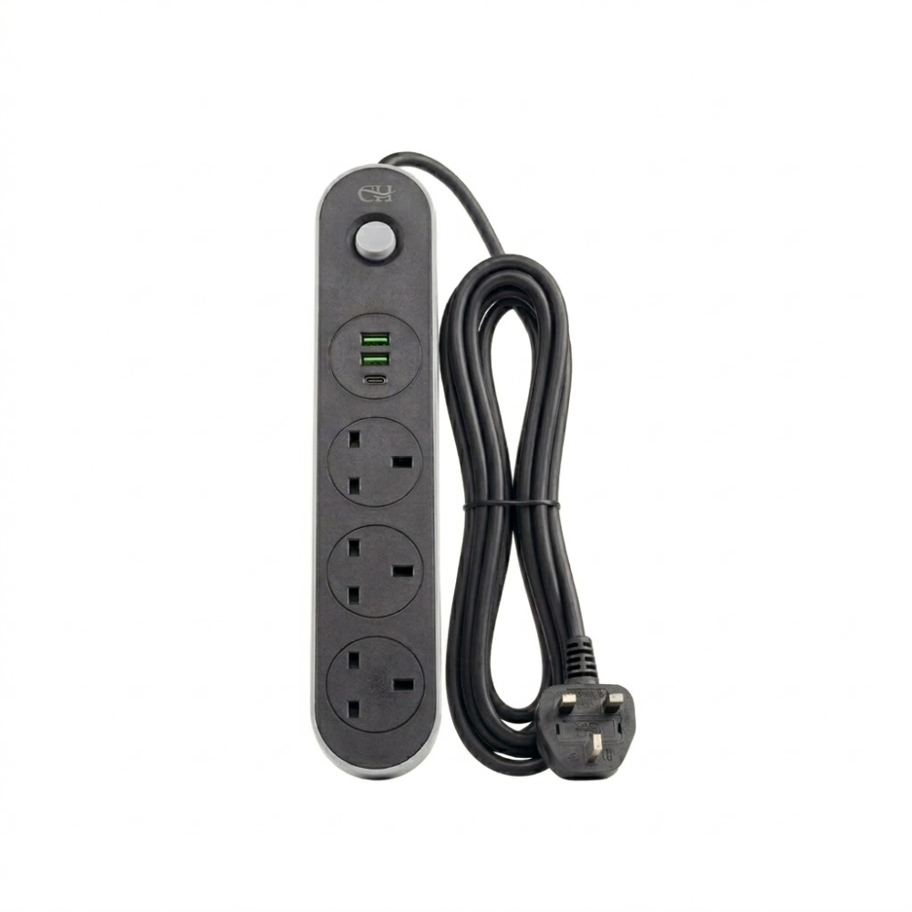 توصيلة كهربائية ذكية بـ 3 منافذ و3 مداخل USB