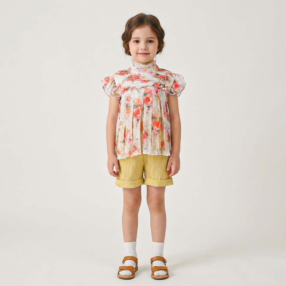 طقم أطفال بناتي مزهر أنيق