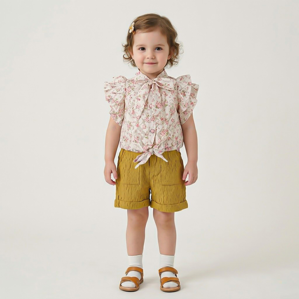 طقم بناتي أنيق مكون من بلوزة شيفون