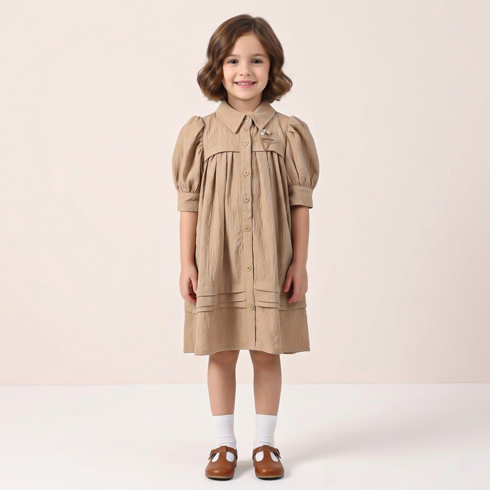 فستان بناتي كلاسيكي بأكمام منفوشة