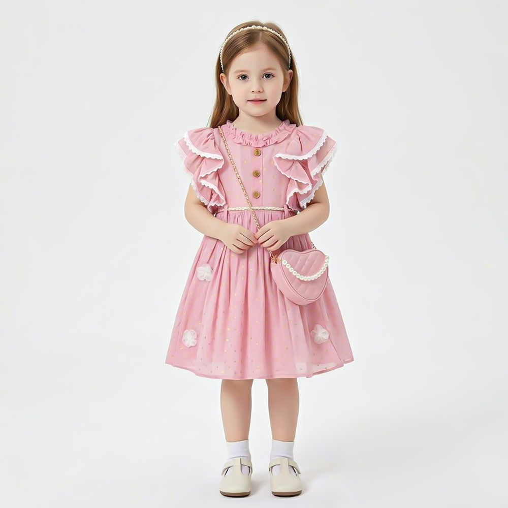 فستان بناتي بكشكش 