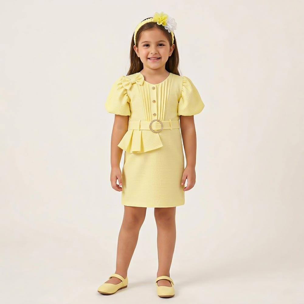 فستان أنيق للبنات بأكمام منفوخة 