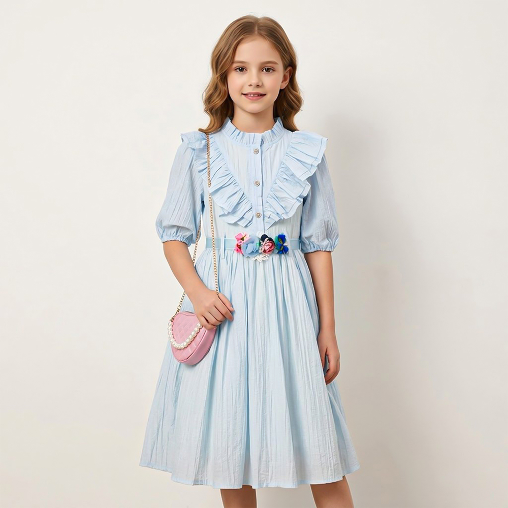 فستان بناتي أنيق مع حقيبة جانبية