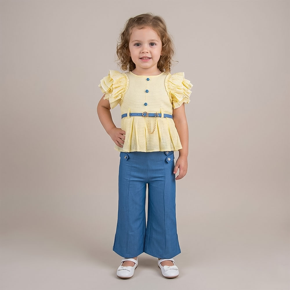 طقم بناتي أنيق مكون من بلوزة و بنطلون