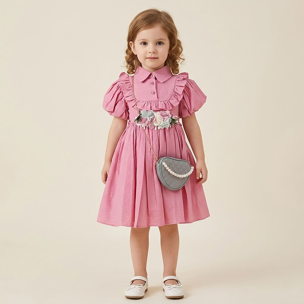 فستان بناتي أنيق بأكمام منفوخة