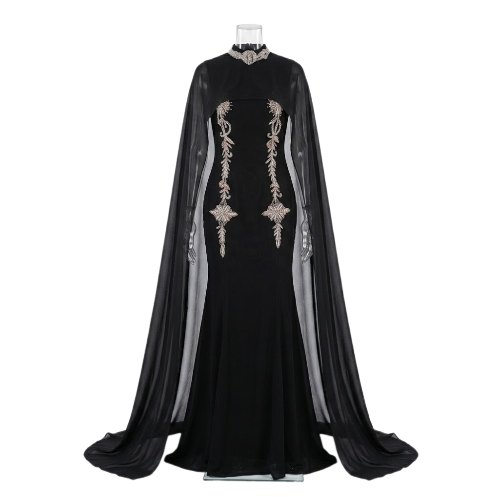 فستان سهرة ياقة مطرزة