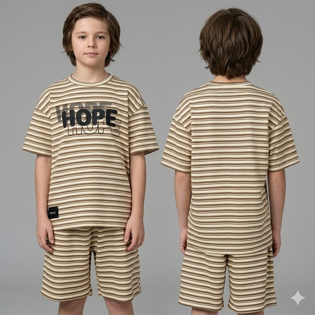 طقم صيفي مخطط بطباعة HOPE