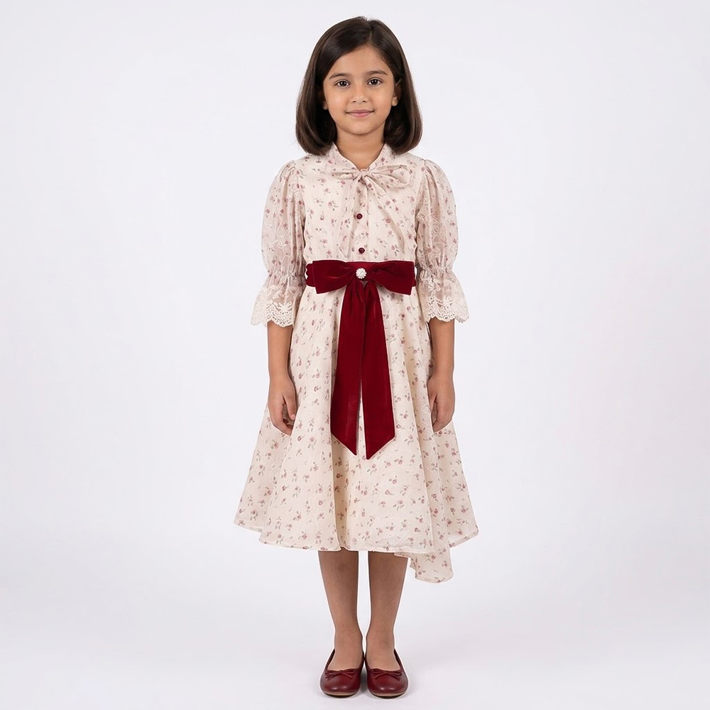 فستان بناتي مشجر 