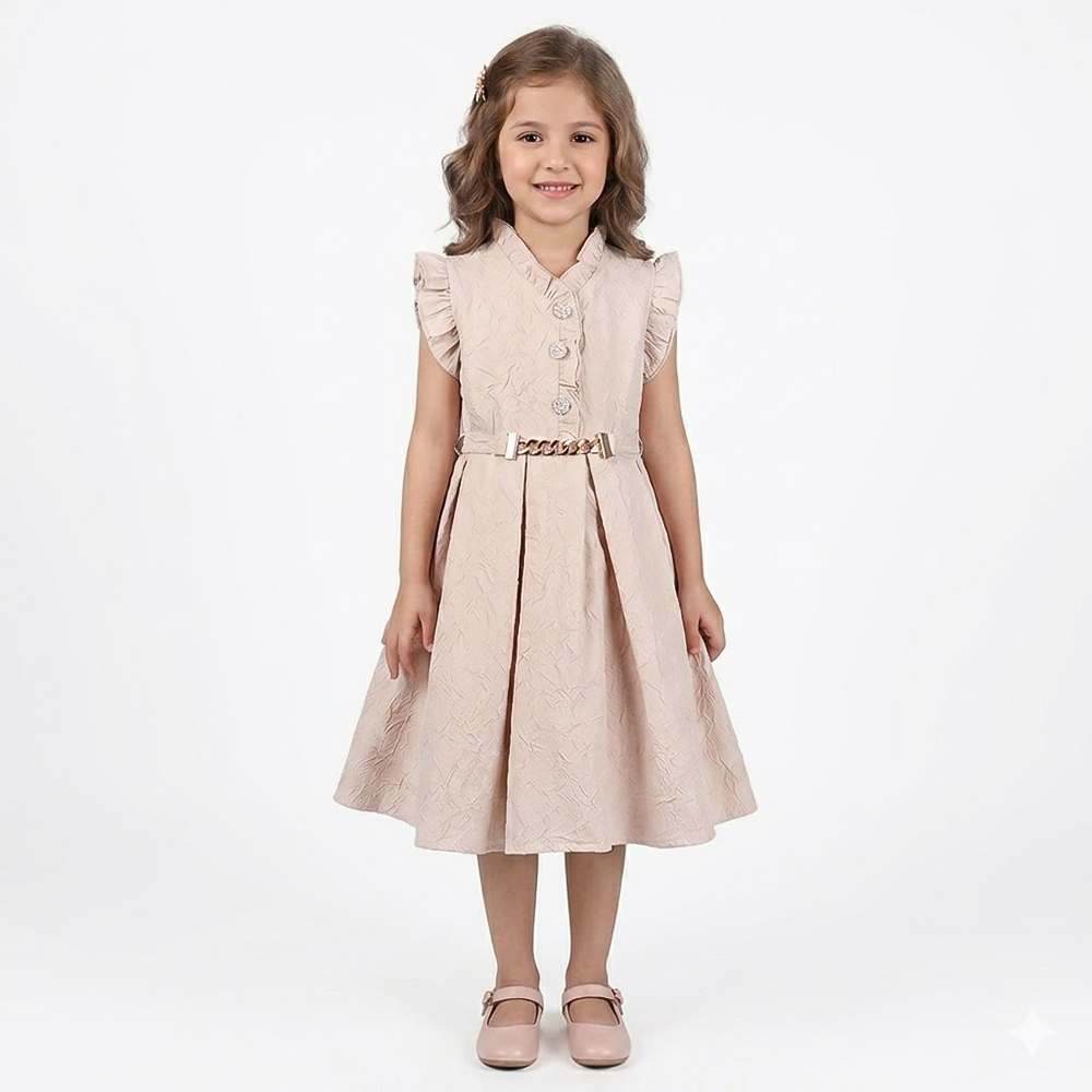 فستان بناتي أنيق بحزام