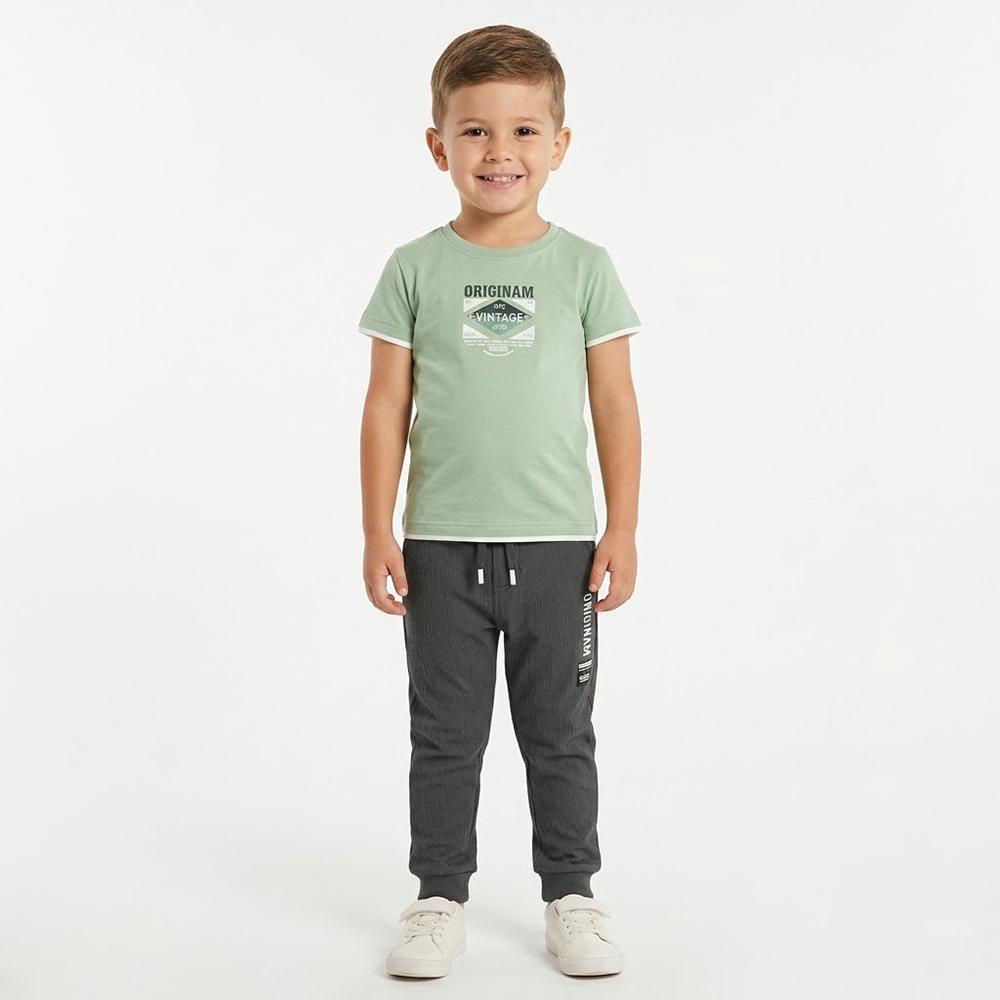 بجامة ولادي طقم مكونه من فنيلة بأكمام قصيرة