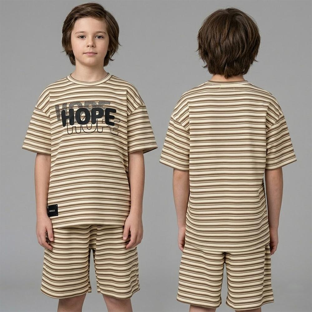 طقم صيفي مخطط بطباعة HOPE