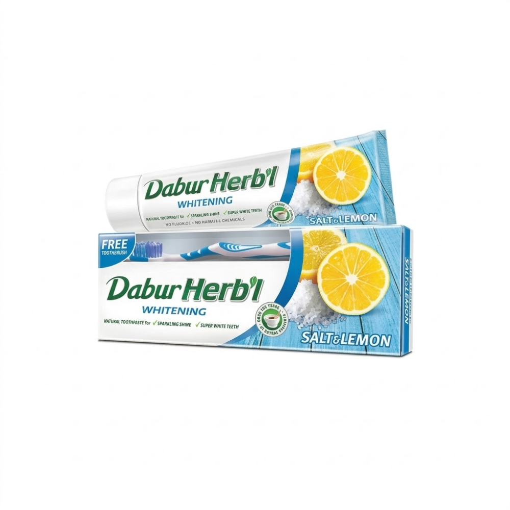 معجون أسنان بالملح والليمون+ فرشاة مجانية