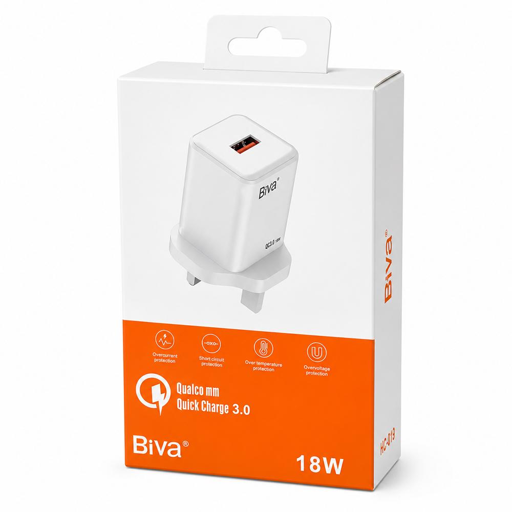شاحن حائط سريع BiVa QC 3.0 بقدرة 18 واط