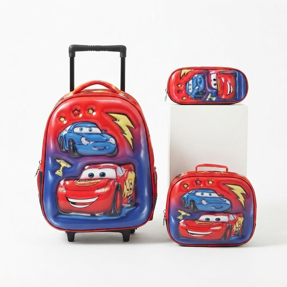 مجموعة حقائب مدرسية بتصميم سيارات سباق