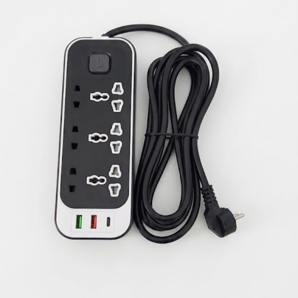 توصيلة كهربائية تحتوي على 3 منافذ USB مدمجة